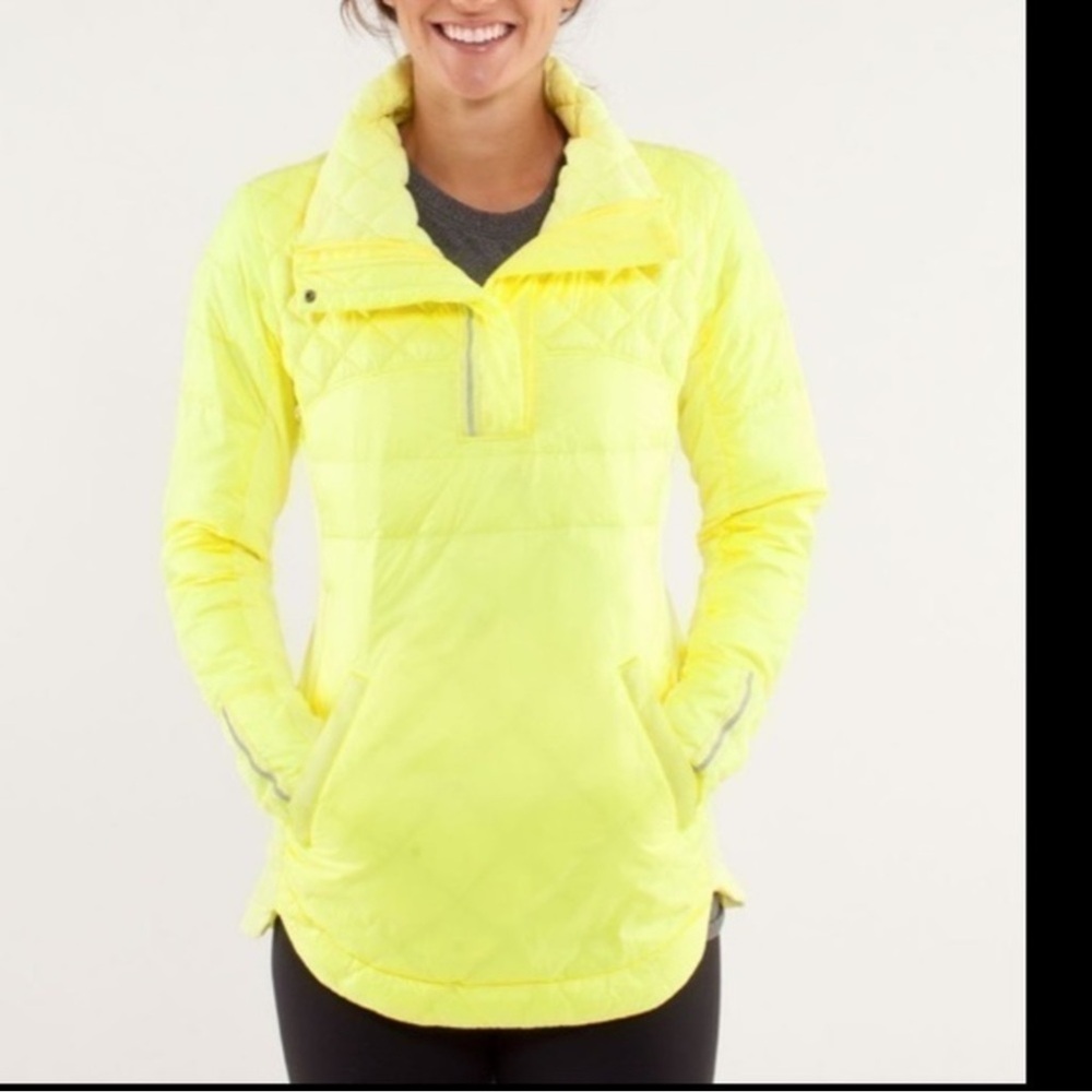 lululemon athletica Neon Yellow Quilted Pullover Jacket